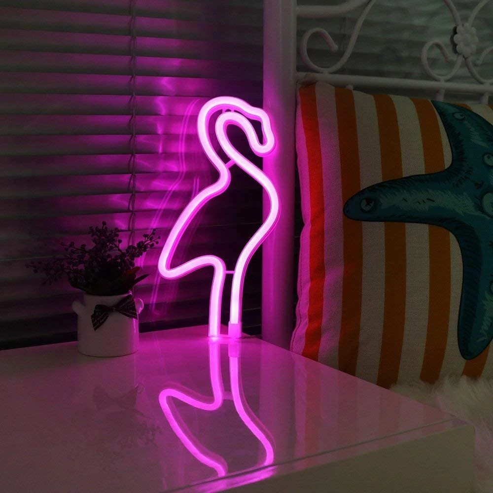 Kemping Lámpák LED-es Neon Lámpa Fali Lámpák Jelek lakberendezés Sátor Fények Este Lámpa Buli, Esküvő Ünnepi Dekoráció Szia Flamingo Kép 4