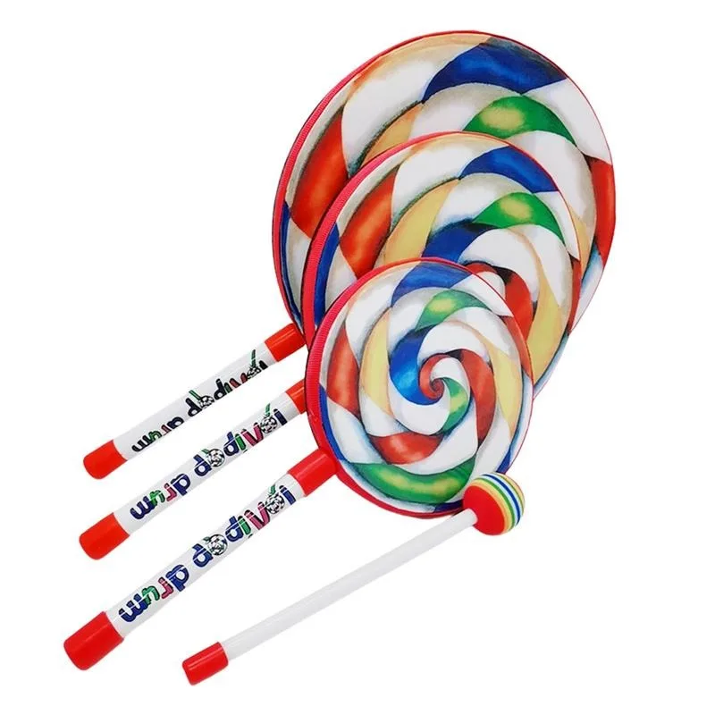 Lollipop Dob Carl Ütős Hangszer, Zene Tanítás Támogatás Zenei Játékok Gyerekeknek Szivárvány Lollipop Kézzel Dob 6/8/10 Inch Kép 4