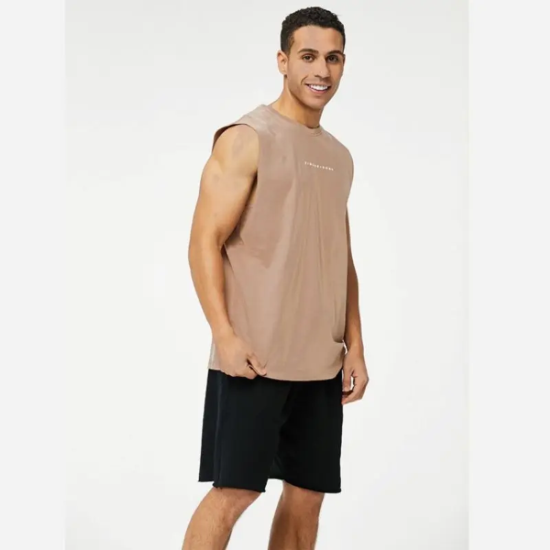 eBay-en sleeve fitness sport tartály tetején férfi ujjatlan nyomtatás póló vállán Amerikai mellény laza forgatás öltöny Kép 4