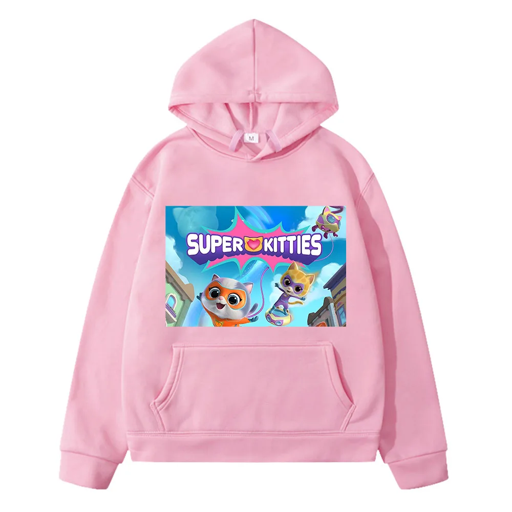 Szuper-Cicák anime kapucnis gyerek ruhákat lányok y2k sudadera Polár pulóver fiú pulóver Őszi Alkalmi Kabát Gyermek ruházat Kép 1