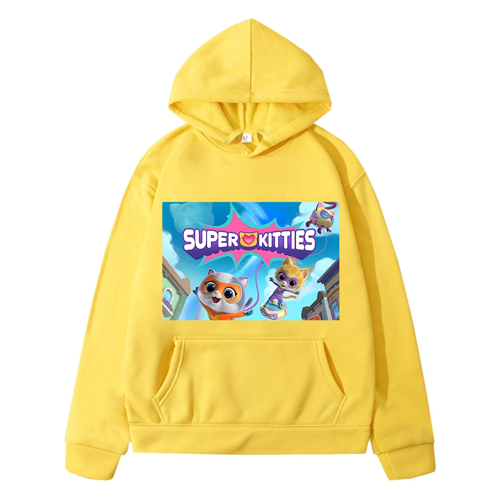 Szuper-Cicák anime kapucnis gyerek ruhákat lányok y2k sudadera Polár pulóver fiú pulóver Őszi Alkalmi Kabát Gyermek ruházat Kép 3