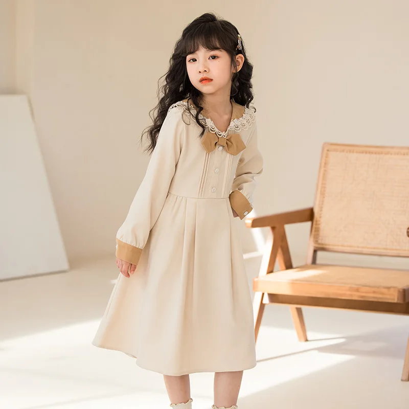 2023 Korea Őszi Tavaszi Gyerek Ruha Junior Lány Hosszú Ujjú Ruhák Elemi Lány egyrészes Ruha Gyermekek Kisgyermek Lány Ruhák Kép 1